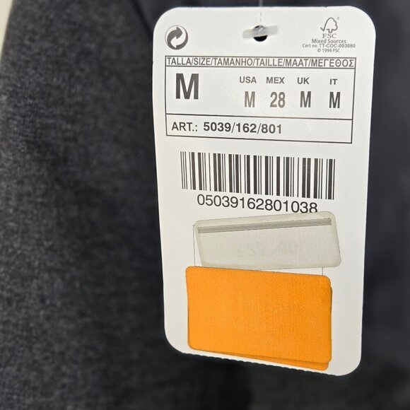 Zara Basic Sz Med Black Faux Leather Front Dress Gray Jersey Short Sleeves NWT - Picture 10 of 13